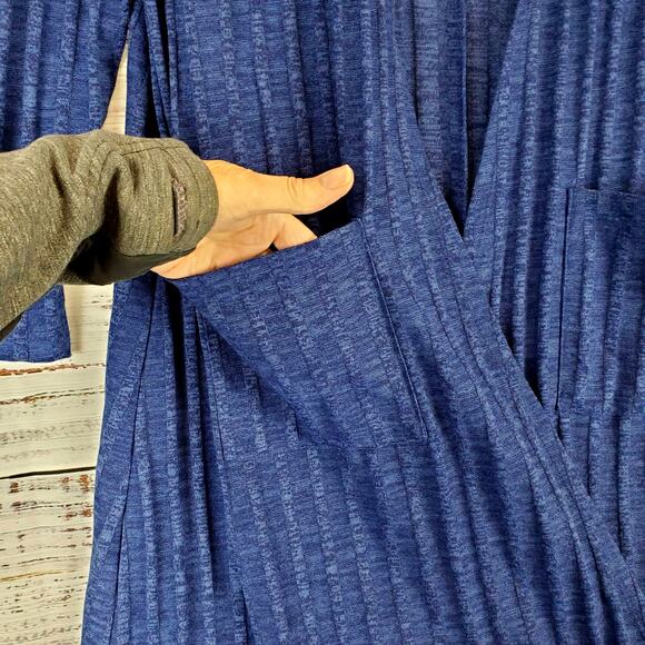 Lularoe Midi Dustrer Size S Open Lightweight Long Line Navy Blue Ribbed Coverup - Picture 4 of 9